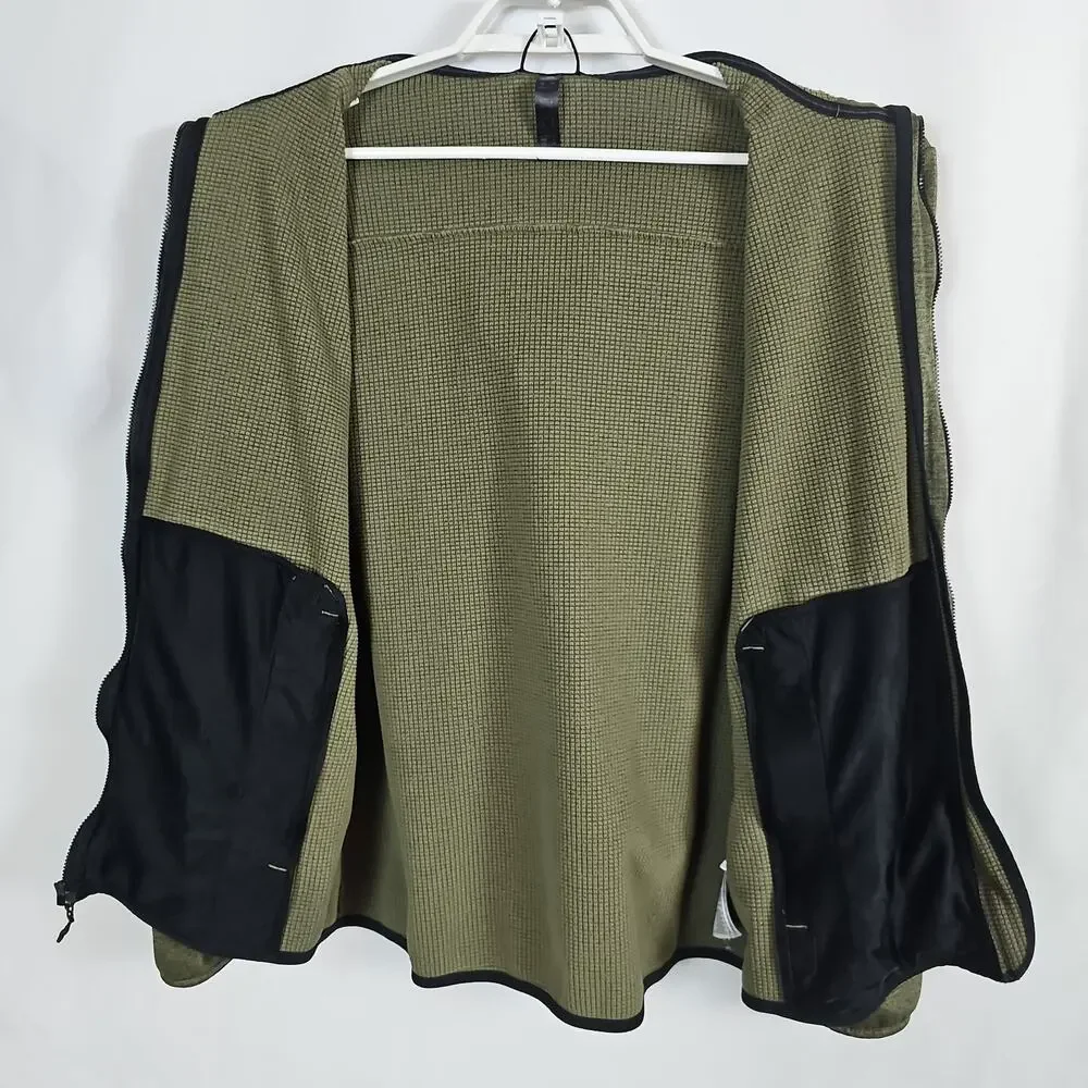 Adidas Terrex Hooded Jacket Mens Large Green Full Zip Waffle Grid Athletic